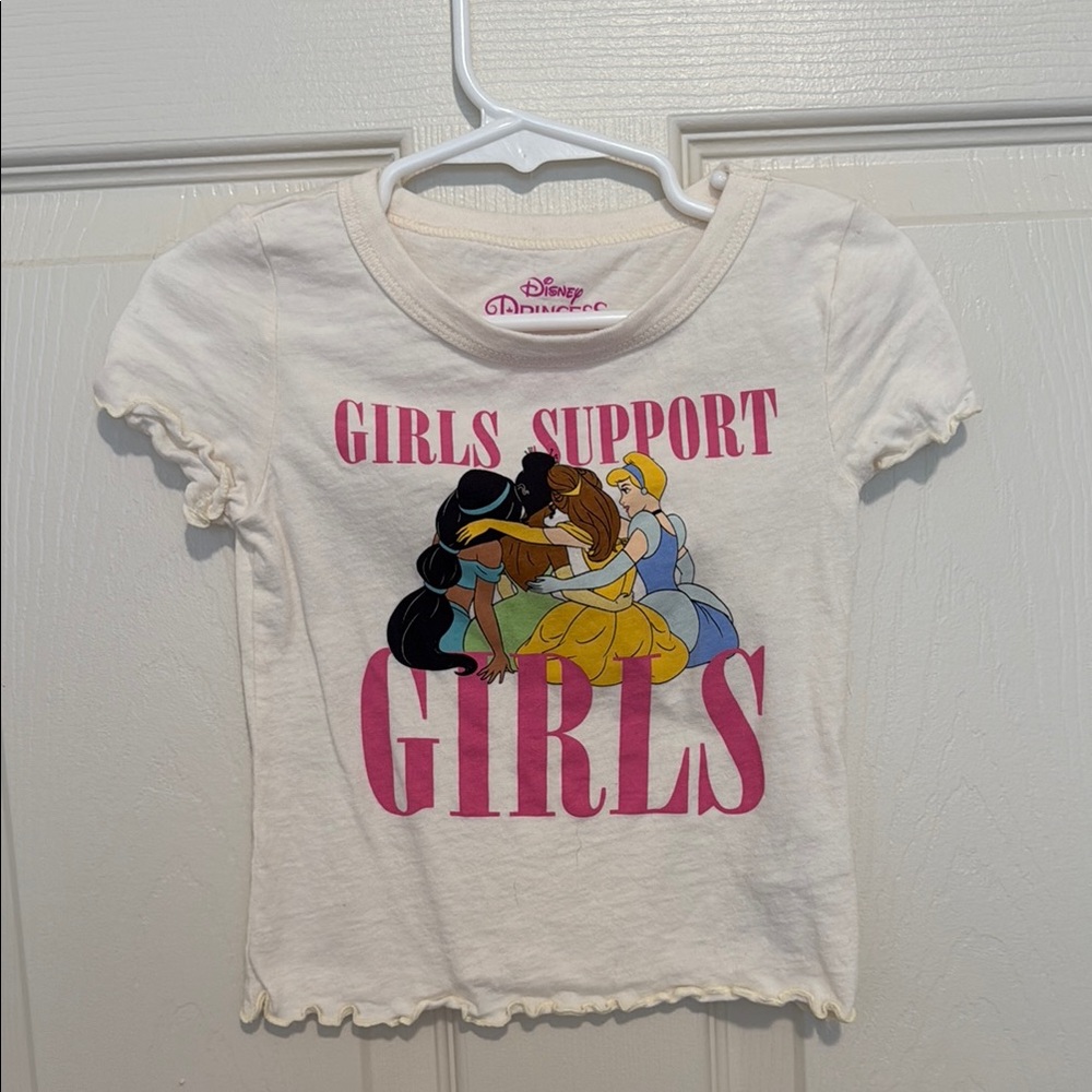Disney White Princess Graphic Tee with Ruffled Sleeves